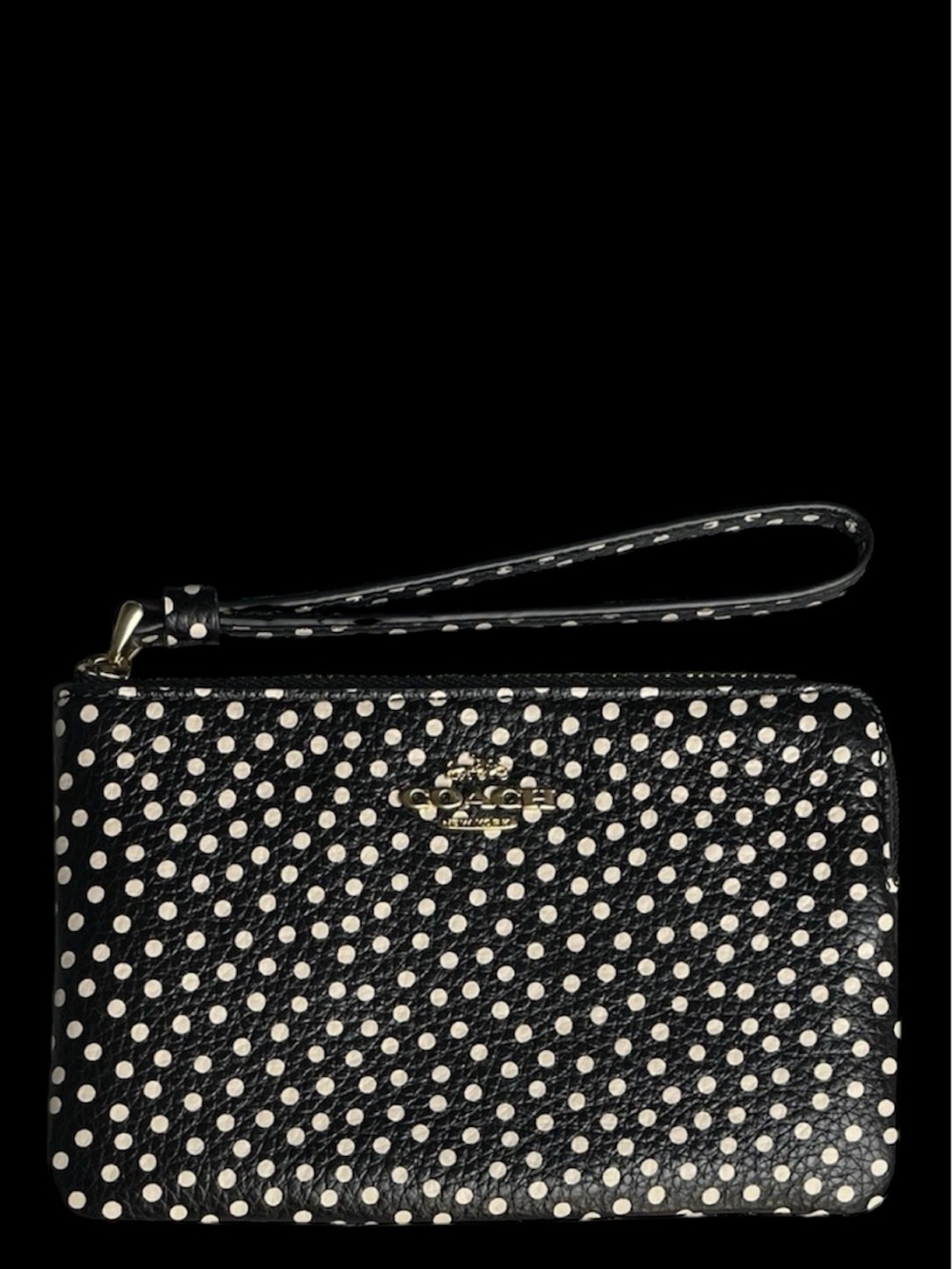 Coach Black and White Polka Dot Wristlet Card Holder